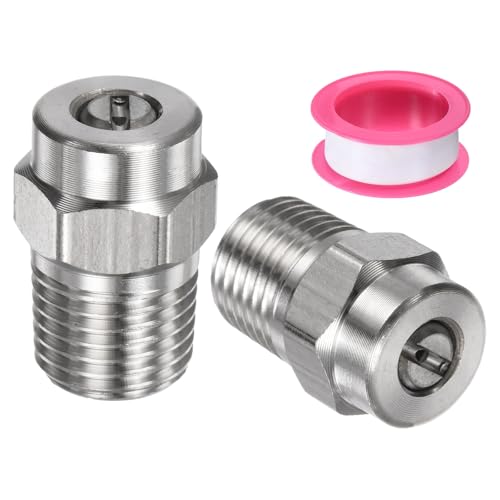 M METERXITY 2er Pack Hochdrucksprühdüse - 25 Grad 1/4" NPT-Hochdruckreinigerdüsen Reinigungsdüse Gewindeanschluss, Edelstahl mit Dichtungsband (1,236 mm Durchflussöffnung) von M METERXITY