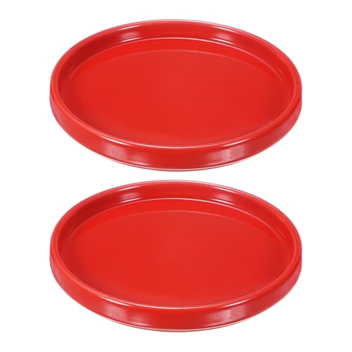 M METERXITY 2er-Pack Keramik-Blumentopf-Untersetzer, 5,4 Zoll OD Runde Pflanzentopf-Untersetzer Blumentopf-Untersetzer für den Innen- und Außenbereich, Keramik-Abtropfschale [Rot] von M METERXITY