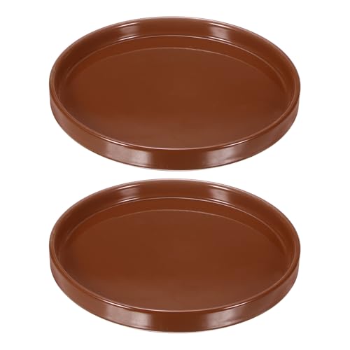 M METERXITY 2er-Pack Keramik-Blumentopf-Untersetzer, 7,1 Zoll OD Runde Pflanzentopf-Untersetzer Blumentopf-Untersetzer für den Innen- und Außenbereich, Keramik-Abtropfschale [Braun] von M METERXITY