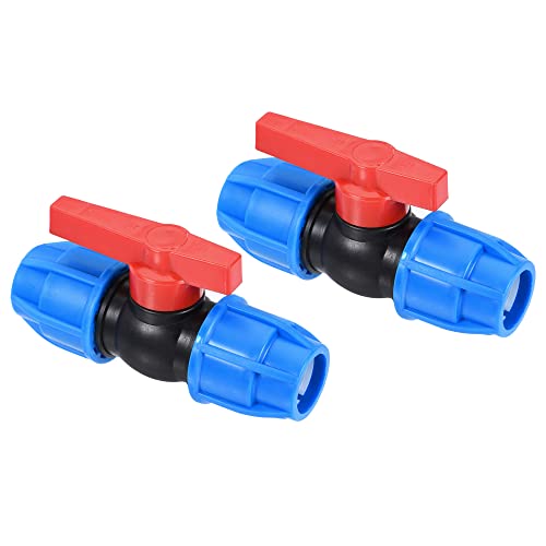 M METERXITY 2er Pack Kugelhahn - PE Kunststoff Absperrventil für Gartenbewässerung und Aquarien (25mm, Schwarz Blau Rot) von M METERXITY