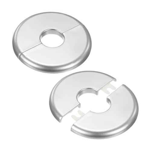 M METERXITY 2er-Pack Wand-Split-Flansch, für 0,8 Zoll/20mm Außendurchmesser Rohr ABS Runde Selbstklebende Abdeckplatten für Wasserrohr/Armatur [Silberton] von M METERXITY