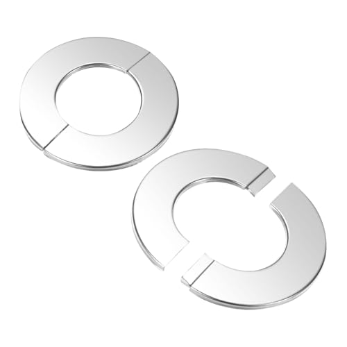 M METERXITY 2er-Pack Wand-Split-Flansch, für 1,3 Zoll/32mm Außendurchmesser Rohr 304 Edelstahl Runde Selbstklebende Abdeckplatten für Wasserrohr/Armatur von M METERXITY