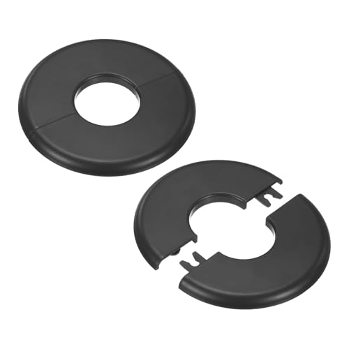 M METERXITY 2er-Pack Wand-Split-Flansch, für 1,3 Zoll/32mm Außendurchmesser Rohr ABS Rund Selbstklebende Abdeckplatten für Wasserrohr/Armatur [Schwarz] von M METERXITY