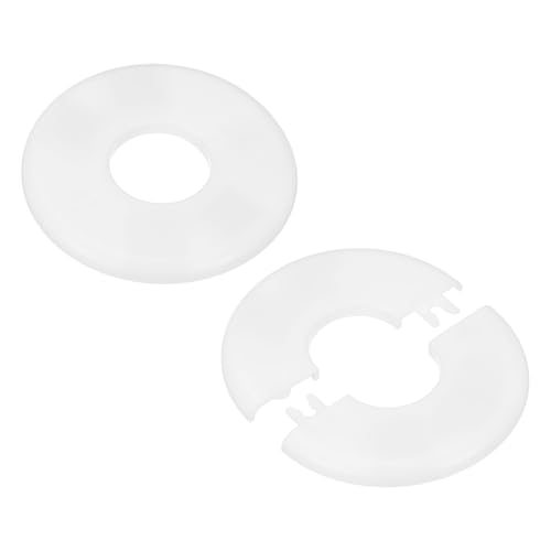 M METERXITY 2er-Pack Wand-Split-Flansch, für 1,3 Zoll/32mm Außendurchmesser Rohr ABS Runde Selbstklebende Abdeckplatten für Wasserrohr/Armatur [Weiß] von M METERXITY