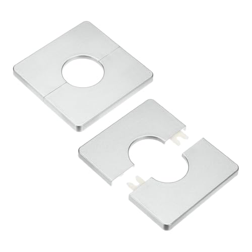 M METERXITY 2er-Pack Wand-Split-Flansch, für 1,3 Zoll / 32 mm Außendurchmesser Rohr ABS Quadratisch Selbstklebende Abdeckplatten für Wasserrohr/Armatur [Silberton] von M METERXITY
