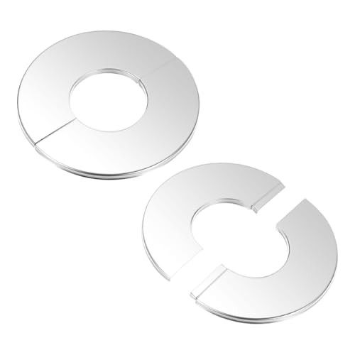 M METERXITY 2er-Pack Wand-Split-Flansch, für 1,6 Zoll/40mm Außendurchmesser Rohr 304 Edelstahl Runde Selbstklebende Abdeckplatten für Wasserrohr/Armatur von M METERXITY