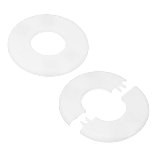 M METERXITY 2er-Pack Wand-Split-Flansch, für 1,6 Zoll/40mm Außendurchmesser Rohr ABS Runde Selbstklebende Abdeckplatten für Wasserrohr/Armatur [Weiß] von M METERXITY