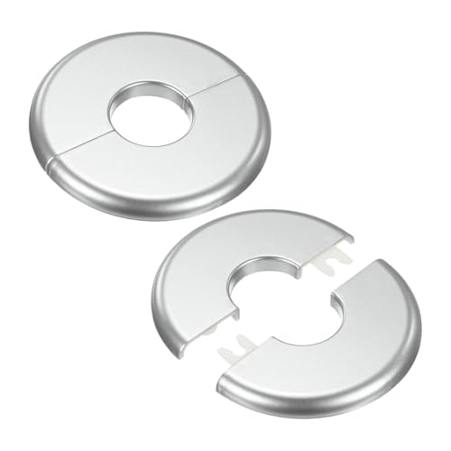 M METERXITY 2er-Pack Wand-Split-Flansch, für 1 Zoll/25mm Außendurchmesser Rohr ABS Rund Selbstklebende Abdeckplatten für Wasserrohr/Wasserhahn [Silberton] von M METERXITY