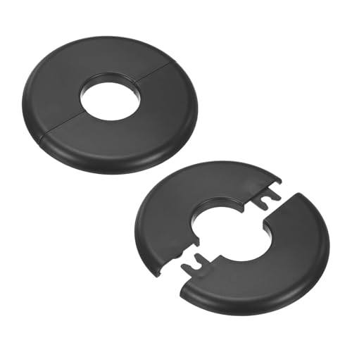 M METERXITY 2er-Pack Wand-Split-Flansch, für 1 Zoll/25mm Außendurchmesser Rohr ABS Runde Selbstklebende Abdeckplatten für Wasserrohr/Armatur [Schwarz] von M METERXITY
