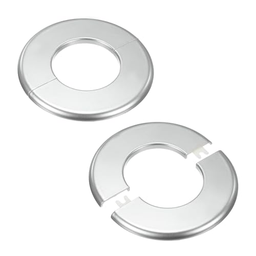 M METERXITY 2er-Pack Wand-Split-Flansch, für 2,5 Zoll/63mm Außendurchmesser Rohr ABS Runde Selbstklebende Abdeckplatten für Wasserrohr/Armatur [Silberton] von M METERXITY