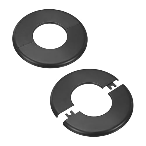 M METERXITY 2er-Pack Wand-Split-Flansch, für 2 Zoll/50mm Außendurchmesser Rohr ABS Rund Selbstklebende Abdeckplatten für Wasserrohr/Armatur [Schwarz] von M METERXITY