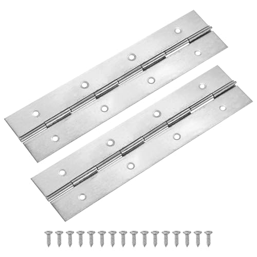 M METERXITY 2er-Set Klavierbänder 8 Zoll / 200mm Edelstahl Durchgehende Klavierbänder Mit Löchern Und Schrauben Für Aufbewahrungskisten [2x 0 04 Zoll / 50x 1mm Offene Breite Dicke Silberton] von M METERXITY