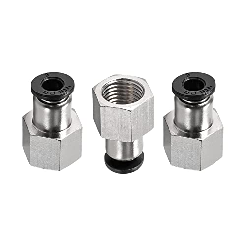 M METERXITY 3 Pack 1/4 BSPT Druck Schloss Fitting - Gerade Stirnwand Verband Drücken Verbinden Beschläge Anwendung für Pneumatisch System (6mm Silber) von M METERXITY