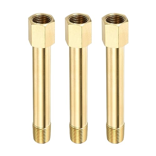 M METERXITY 3 Pack Erweiterung Anschluss Rohrleitung Fitting - Messing Sechskant Kupplung Konverter Adapter Anwendung Industriell Benutzen (G1/4 Buchse an G1/4 Männlich 100mm Golden) von M METERXITY