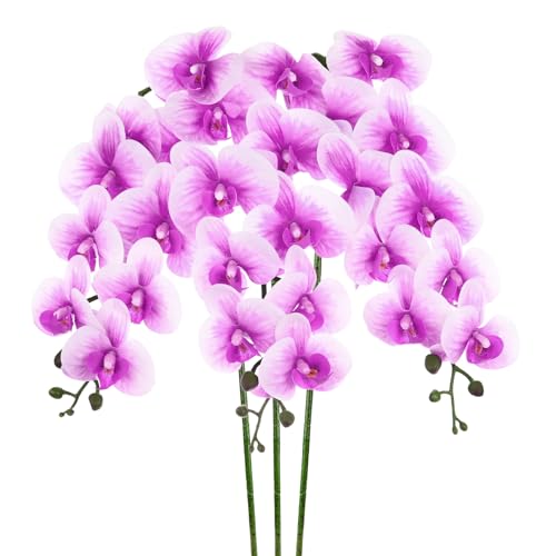 M METERXITY 3er-Pack Künstliche Orchideenblumen 9 Große Blüten 37 Zoll Faux Phalaenopsis Seidensträuße Real Dunkel Lila Weiß Fake Orchideen für Zuhause/Hochzeit/Weihnachten/Party/Garten Büro M METERXITY 3er-Pack Künstliche Orchideenblumen 9 Große Blüten 37 Zoll Faux Phalaenopsis Seidensträuße Real Dunkel Lila Weiß Fake Orchideen für Zuhause/Hochzeit/Weihnachten/Party/Garten Büro von M METERXITY