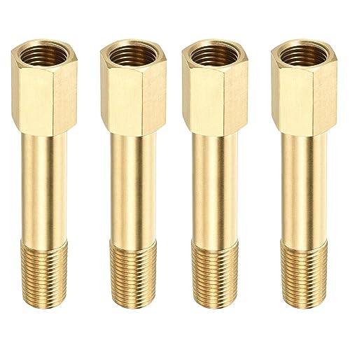 M METERXITY 4 Pack Erweiterung Anschluss Rohrleitung Fitting - Messing Sechskant Kupplung Konverter Adapter Anwendung Industriell Benutzen (G1/4 Buchse an G1/4 Männlich 75mm Golden) von M METERXITY