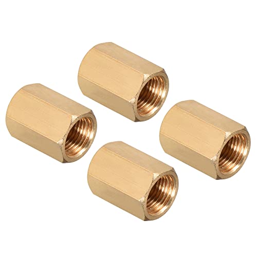 M METERXITY 4 Pack Innengewinde Rohrleitung Fitting - 1/8" G Innengewinde Sechskant Stab Rohrleitung Fitting Schnell Kuppler Adapter Anwendung Luft Kompressor (17.1mm Gold Ton) von M METERXITY