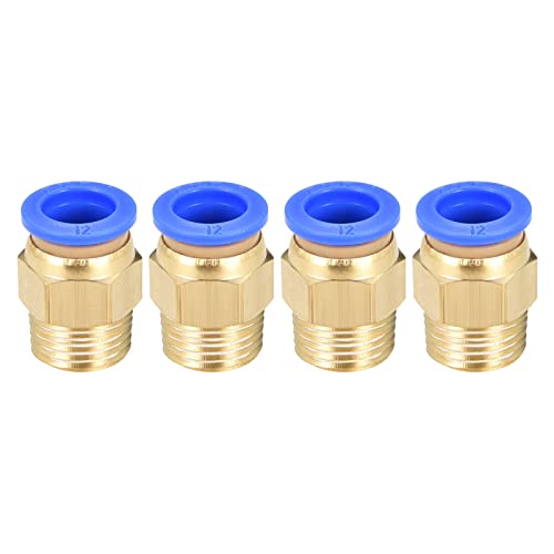 M METERXITY 4 Pack Stecker Schnell Fitting - Garten Pneumatisch Steckverbinder Leichtgewicht und Wasserdicht Anwendung für PU/PA/PVC Rohr (G3/8 Stecker x 15/32" Rohr AD Goldton) von M METERXITY