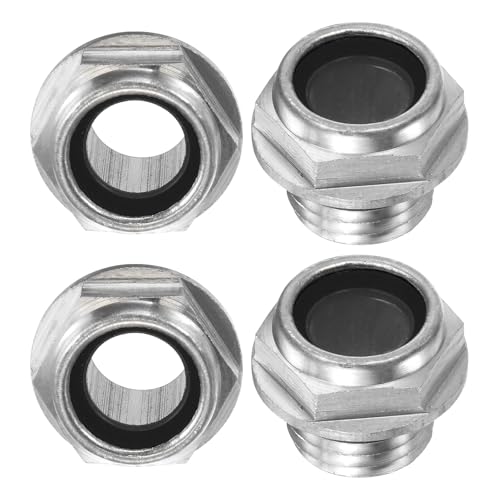 M METERXITY 4 Stück Luftkompressor-Ölschauglas, M14 x 1,5 mm Gehärtetes Glas Kein Leck Sechskant-Ölflüssigkeitspegel-Messgerät mit O-Ring für Luftkompressor/Pumpe/Tank-Schauglasfenster von M METERXITY