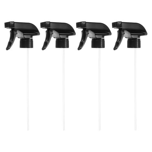M METERXITY 4er-Pack Sprühflaschen-Ersatzdüsen Kunststoff Anti-Leck Auslöser Sprühdüsen Sprühflaschendeckel für Haus/Gartenreinigung [Passend für Standard 28/400 Halsflaschen, Schwarz] von M METERXITY