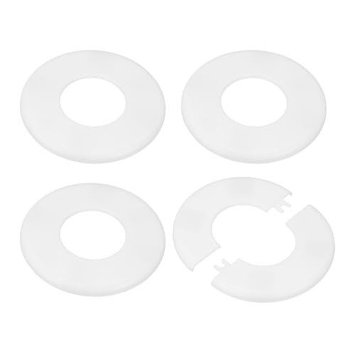 M METERXITY 4er-Pack Wand-Split-Flansch, für 2 Zoll/50 mm Außendurchmesser Rohr ABS Runde Selbstklebende Abdeckplatten für Wasserrohr/Armatur [Weiß] von M METERXITY