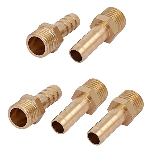 M METERXITY 5 Pack Messing Schlauch Barb Beschläge - Leitung Adapter für Transport Luft Wasser Anwendung Industrie (1/4BSP Stecker Gewinde x 8mm Barb AD Messing Ton) von M METERXITY