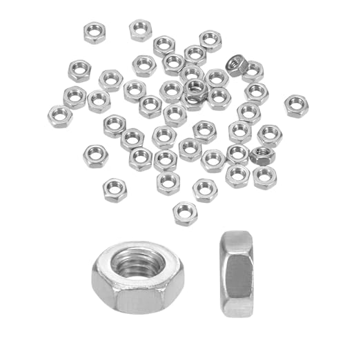 M METERXITY 50-Pack Metrische Sechskantmuttern M3 x 0,5 mm Gewinde Edelstahl Sechskantmutter Metrische Muttern für Maschinen/Automobil/Reparatur/Industrie von M METERXITY