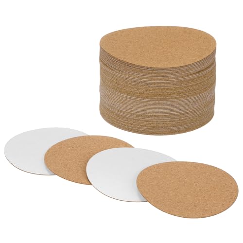 M METERXITY 50er-Pack Selbstklebende Korkplatten, 3,7 x 3,7 Zoll Korkuntersetzer Rückseite, Runde Rückseite Korkfliesen Matte für DIY-Untersetzer/Bastelzubehör/Selbstklebende [1mm dick] von M METERXITY