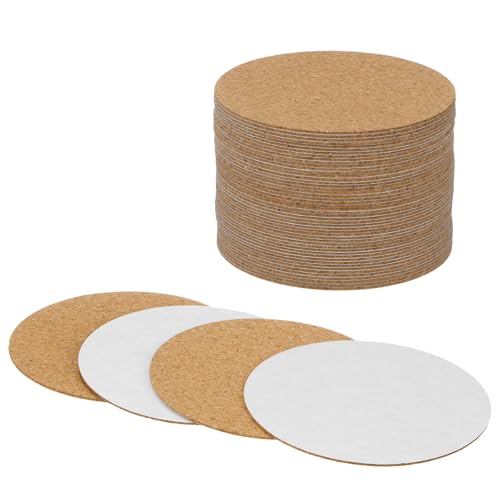 M METERXITY 50er-Pack Selbstklebende Korkplatten, 3 x 3 Zoll Korkuntersetzer Rückseite, Runde Rückseite Korkfliesen Matte für DIY-Untersetzer/Bastelzubehör/Selbstklebende [1mm dick] von M METERXITY