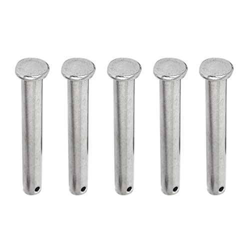 M METERXITY 5Stk Gabelkopf Pins Flat Kopf Edelstahl Gabelkopf Pins Verschluss Anti Widerstand Anwendbar Mechanik Reparatur(M8 x 60mm Silberton) von M METERXITY