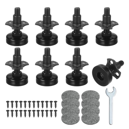 M METERXITY 8er-Pack Möbelfüße, 3/8"-16 Gewinde mit T-Nut-Set Verstellbare Möbel-Nivellierer, Verstellbare Nivellierfüße unterstützen 2640 lbs für Tische/Schränke/Große Basen [Schwarz] von M METERXITY