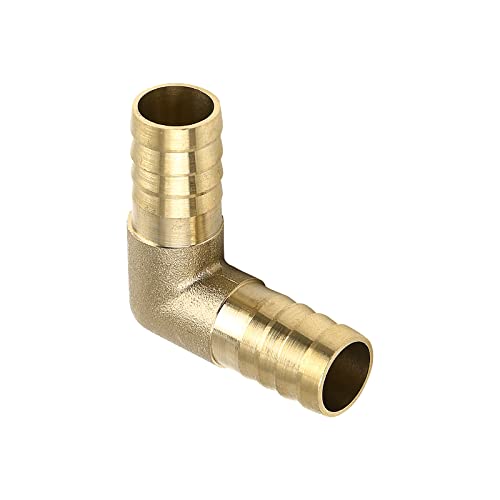 M METERXITY 90° Messing Winkel Außengewinde Rohr Widerhaken Fitting - Leitung Widerhaken Anschluss Schnell Verbinden Anwendung für Leitung Verbindung (14mm AD Goldton) von M METERXITY