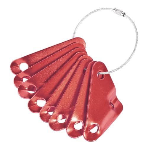 M METERXITY 9in 1Set Zeltseil-Versteller - 3 Löcher Aluminiumlegierung Seil-Versteller mit Stahlring, geeignet für Camping, Wandern, Markise (8mm, Rot) von M METERXITY