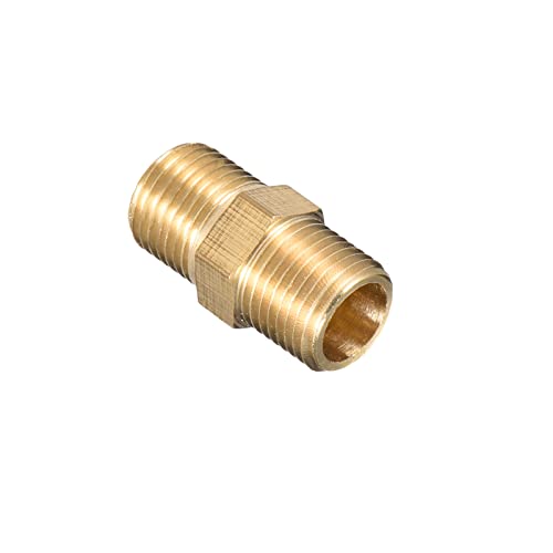 M METERXITY Außengewinde Rohrleitung Fitting - Sechskant G1/8 x G1/8 Außengewinde Rohrleitung Fitting Schnell Kuppler Adapter Anwendung Luft Rohr Luft Kompressor (8mm Gold Ton) von M METERXITY