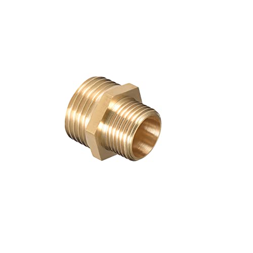 M METERXITY Außengewinde Rohrleitung Fitting - Sechskant G3/8 x G1/2 Außengewinde Rohrleitung Fitting Schnell Kuppler Adapter Anwendung Luft Rohr Luft Kompressor (8mm Gold Ton) von M METERXITY