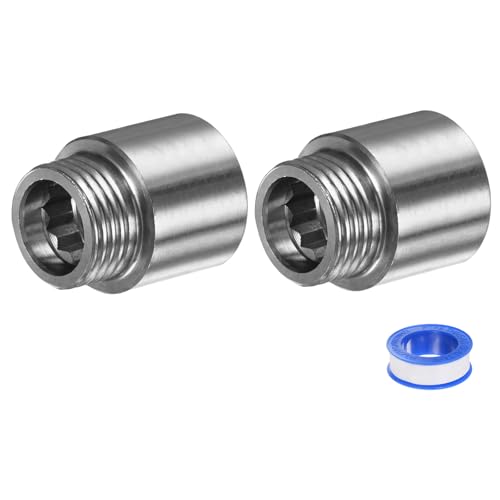 M METERXITY Duschkopfverlängerungsarm, Edelstahl G1/2 Männlich zu Verlängerungsrohrfitting Adapter mit PTFE Gewindedichtband für Wasserhahn, Rohrinstallation Kupplung 1.39"/35mm 2er-Pack von M METERXITY