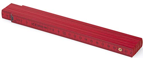 Metrie™ BL52 Holz Zollstock/Zollstöcke |2m langer Gliedermaßstab, Maßstab|Meterstab mit Duplex-Teilung - Dunkelrot von M METRIE