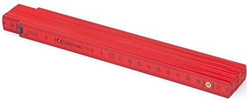 Metrie™ BL52 Holz Zollstock/Zollstöcke |2m langer Gliedermaßstab, Maßstab|Meterstab mit Duplex-Teilung - Hellrot von M METRIE