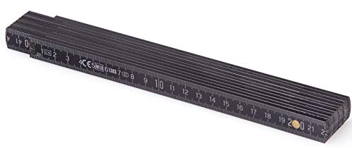 Metrie™ BL52 Holz Zollstock/Zollstöcke |2m langer Gliedermaßstab, Maßstab|Meterstab mit Duplex-Teilung - Schwarz von M METRIE