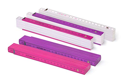 Metrie™ BL52 Zollstock/Zollstöcke | Gliedermaßstab | Maßstab - 2m - duplex (5x Block52-5x Pink/Violett/Weiß) von M METRIE