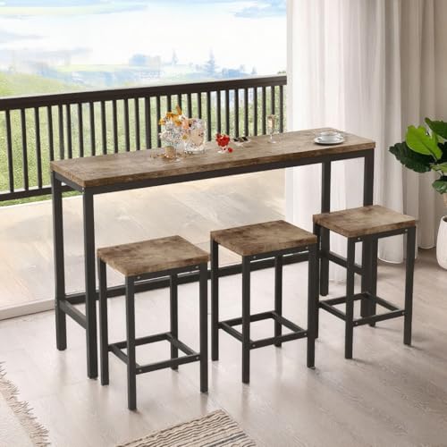148CM Esstisch-Set im modernen Design mit 3 Hockern, Langer Küchentisch/Bartisch, Einfache Montage, Natur 148CM Esstisch-Set im modernen Design mit 3 Hockern, Langer Küchentisch/Bartisch, Einfache Montage, Natur von M MIDOULANDEXTYT
