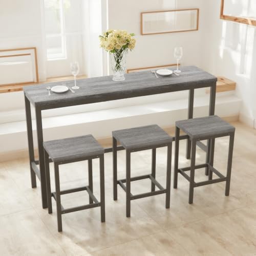 M MIDOULANDEXTYT 148CM Modernes Esstisch-Set mit 3 Hockern, Langer Küchentisch/Bartisch, Platzsparendes Design, Einfache Montage, Grau M MIDOULANDEXTYT 148CM Modernes Esstisch-Set mit 3 Hockern, Langer Küchentisch/Bartisch, Platzsparendes Design, Einfache Montage, Grau von M MIDOULANDEXTYT