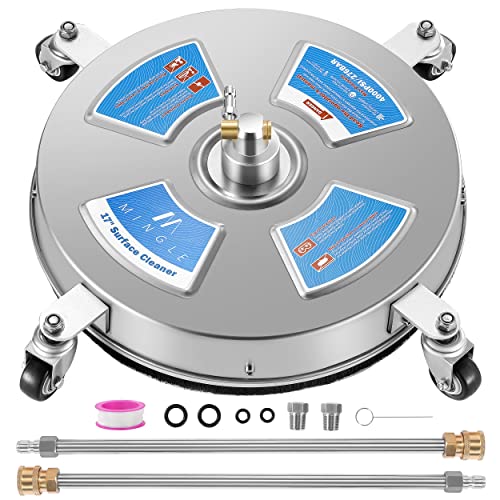 M MINGLE 43,2 cm Hochdruckreiniger-Oberflächenreiniger, Auffahrts-Hochdruckreiniger-Aufsätze mit 2 Hochdruckreiniger-Ersatzstäben und Düsen, 1/4 Zoll Schnellanschluss, 4000 PSI von M MINGLE