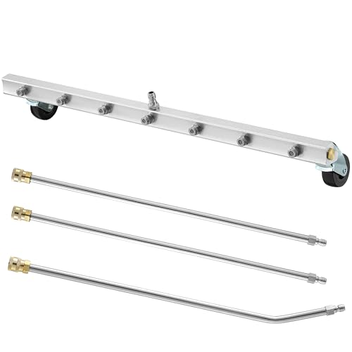 M MINGLE 61.0 cm Unterwagen Hochdruckreiniger Aufsatz Unterwagen Sprüher mit 7 Düsen Unter Autowaschanlage mit 3 Stück Verlängerungsstab 4000PSI von M MINGLE