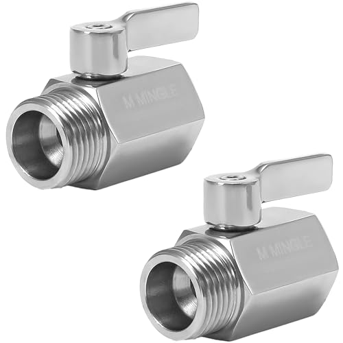 M MINGLE Gartenschlauch-Absperrventil, robuster Edelstahl 304, 3/4 Zoll, 2er-Pack mit 2 Schlauch-Unterlegscheiben M MINGLE Gartenschlauch-Absperrventil, robuster Edelstahl 304, 3/4 Zoll, 2er-Pack mit 2 Schlauch-Unterlegscheiben von M MINGLE