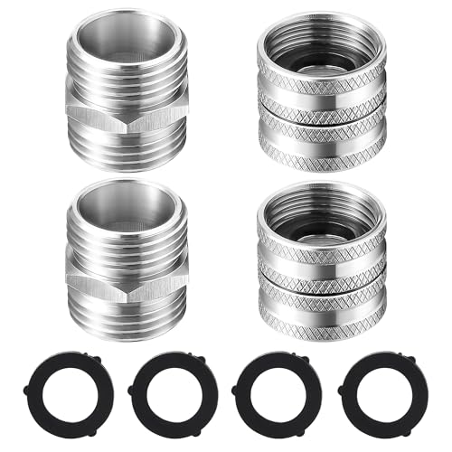 M MINGLE 4-tlg. Edelstahl Adapter Set für Gartenschlauch (3/4 Zoll), 2 Außengewinde auf Außengewinde, 2 Innengewinde auf Innengewinde, inkl. Dichtungen von M MINGLE