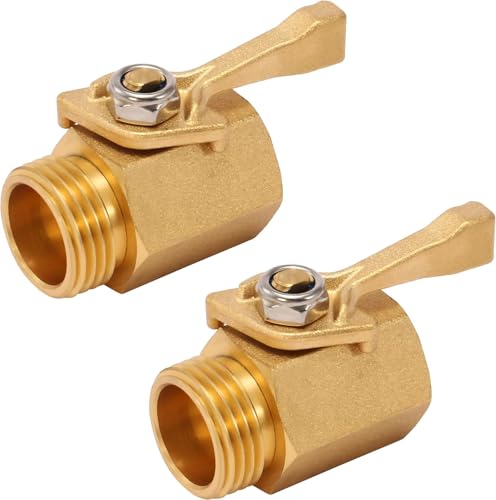 M MINGLE Regulierventil für Gartenschlauch, robust, Messing, 7,62 cm, 2er-Pack mit 2 Gartenschlauch-Unterlegscheiben von M MINGLE