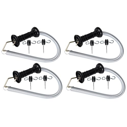 4 Set Elektrozaun Feder Torgriffe Kit mit Feder, 16,5 Fuß Spannfeder, Griffset mit Ankern, Elektrozaunverbinder 4 Set Elektrozaun Feder Torgriffe Kit mit Feder, 16,5 Fuß Spannfeder, Griffset mit Ankern, Elektrozaunverbinder von M MINGYA