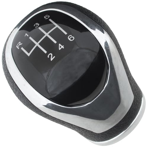 M MODECAR - Kompatibel mit Nissan Qashqai II 13-20 Schalthebelknauf SCHWARZ + CHROM 6 GÄNGE für 32839-4EA0A, von M MODECAR