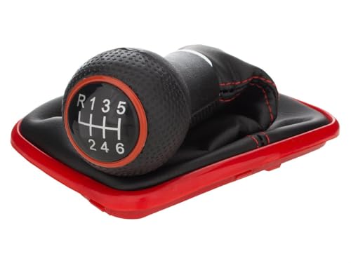 M MODECAR - Kompatibel mit VW Golf IV 97-06 Schalthebelknauf + Schaltsack mit rotem Rahmen 6 Gänge 12 mm für 1J0711113, M MODECAR - Kompatibel mit VW Golf IV 97-06 Schalthebelknauf + Schaltsack mit rotem Rahmen 6 Gänge 12 mm für 1J0711113, von M MODECAR
